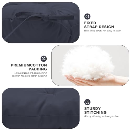 Porch Swing Cushions,Outdoor Cushions 3 Seater Replacement with Backrest, Waterproof Thickened Bench Cushion with Ties for Porch, Patio,Outdoor, Backyard and Garden (Navy Blue 47 * 40 in) - color: Navy Blue, size: 47x 40 inches