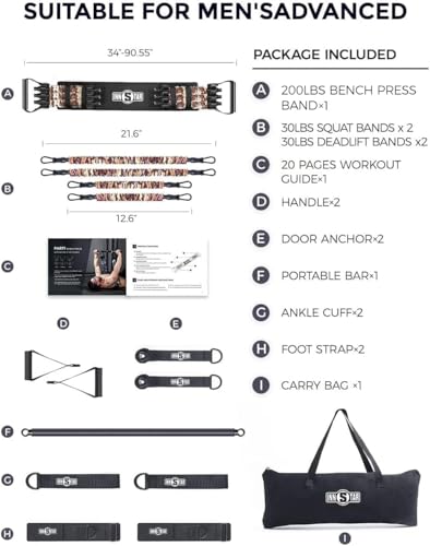 Innstar Multi-Function Resistance Bands for Working Out, Push Up Exercise Bands Resistance Bands Set for Bench Press Gym Equipment, Home Workout, Travel Portabl - color: Men 200Lbs Desert