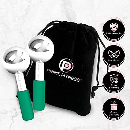 Ice Globes for Facials | Unbreakable Steel Cooling Roller | Cryo Sticks for Face | Massager for Face Neck & Eyes | Skin Care for Dark Circles, Puffiness, Wrinkles, Collagen Production (Green) - color: Green