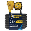 Camco PowerGrip 25-Ft 30 Amp RV Extension Cord w/Locking End - Features NEMA TT-30P Male & Marine-Style L5-30R Locking Female Connectors - Rated for 125V/3,750W - 100% Copper 10-Gauge Wire (55501) | 25-Ft 30a Rv Extension Cord, Nema Tt-30p Male to Marine-