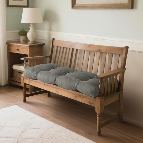ELFJOY Non Slip Tufted Bench Cushion for Indoor Furniture 34"x16" Grey | 3.5" Thick, Soft and Breathable Fabric, Skin-Friendly, for Dining Entryway Window Storage Bench, Comfort for Long Sitting - color: Grey