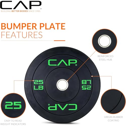 CAP 2-inch Olympic Bumper Plate Weight Set | 100-370 lbs | Multiple Colors | Storage Rack Optional - size: 160 lb - Set with Compact Rack, style: ECONOMY