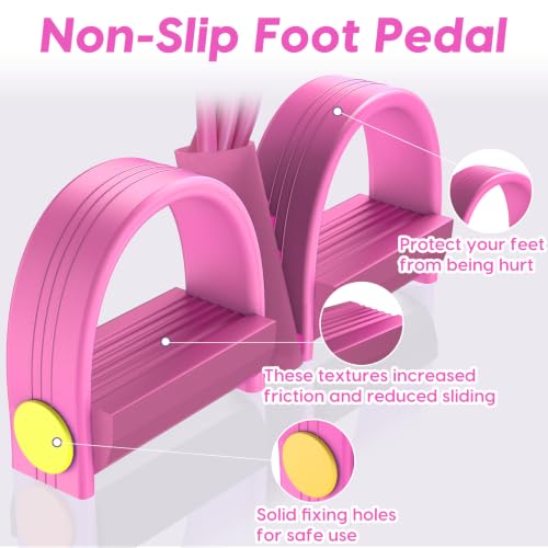 Resistance Bands with Handles, 6-Tube Elastic Pedal Resistance Band for Working Out, Durable Natural Rubber Exercise Bands, Multifunction Exercise Equipment for Abdomen, Waist, Arm, Leg Stretching - color: Full Pink