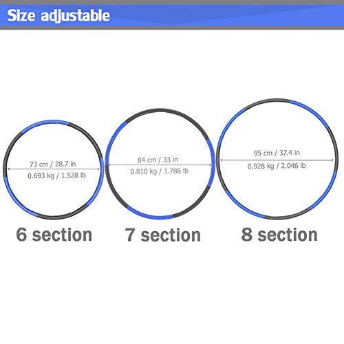 Auoxer Fitness Exercise Weighted hoops, Lose Weight Fast by Fun Way to Workout, Fat Burning Healthy Model Sports Life, Detachable and Size Adjustable Design - color: blue