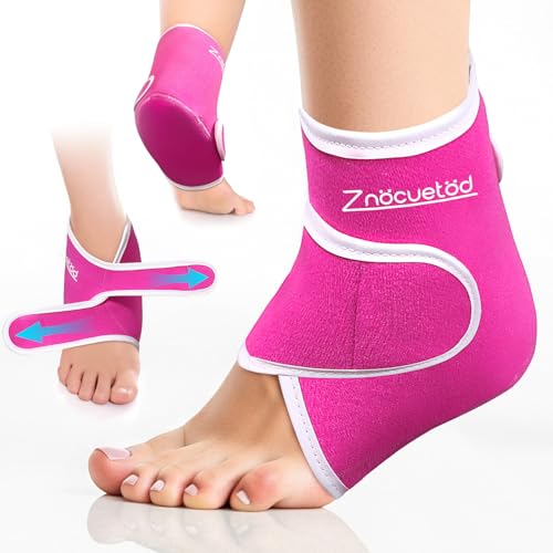 Ankle Ice Pack Wrap Reusable Gel Cold Compression for Foot Discomfort Ice Wrap for Feet Swelling and Recovery Plantar Fasciitis Achilles Tendonitis Sprained Ankles Heel Spur Pain Relief (Hot Pink) - color: Hot Pink