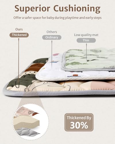 Blissful Diary Baby Play Mats for Floor, 47x47 Playpen Mat, Thicker Cushioning Padding Foam Playmat for Baby and Toddlers Infants, Non-Slip & Machine Washable, Boho Design - color: Boho, size: 47" X 47"