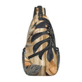 Wooden Leaf Motif Sling Bag for Women Men Lightweight Travel Sling Backpack Adjustable Shoulder Chest Bags Unisex Crossbody Backpacks for Outdoor Gym Cycling Hiking Daypack