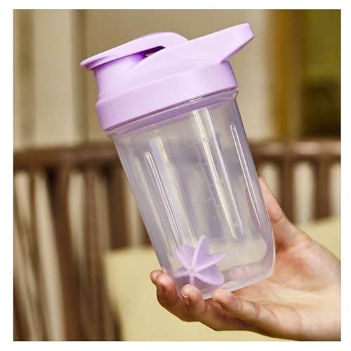 CHNLML Protein Shaker Bottle 400ML/16Oz w. Shaker Ball for Protein Shake, Shaker Bottle with Mixing Ball, Leak-Proof, BPA-Free, for Gym, Workout, Juice Mixer (Purple/Clear, 16Oz-400ML-1Bottle) - color: Purple/Clear, size: 16 Ounces