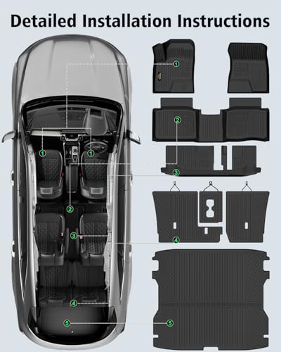 Floor Mats Custom Fit for Nissan Rogue PHEV 2026 7-Seater, All Weather TPE Cargo Liner with Backrest Protector, Full Set Trunk Mat for Rogue PHEV Accessories, Black - size: For Nissan Rogue PHEV 2026 7-Seater