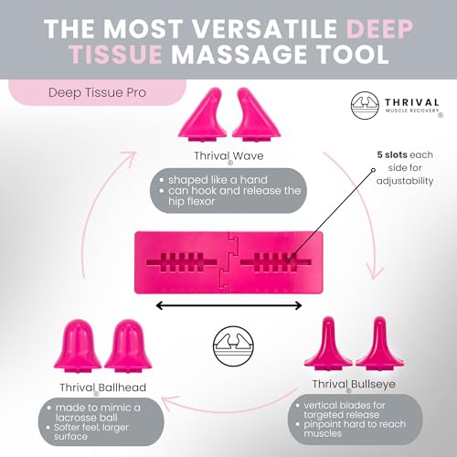 Thrival Deep Tissue Pro - Fully Adjustable Psoas, Back and Hip Flexor Muscle Release Tool with Thrival App for Targeted Routines, Deep Tissue, Trigger Point Massage (Pink) – Made in USA - color: Pink, size: Thrival Deep Tissue Pro