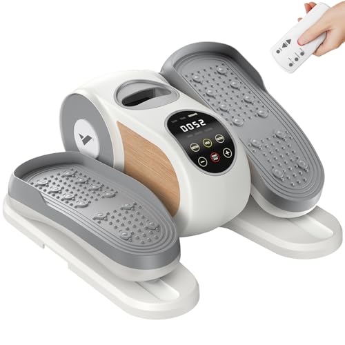 MERACH Under Desk Elliptical Machine, Leg Exerciser While Sitting for Seniors with 12-Speeds & Remote Control, Quiet Portable Electric Seated Pedal Exerciser Machine for Home Office - color: White