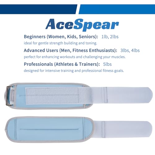 AceSpear Ankle Weights Sets for Men Women Kids 1lb 2lb 3lb 4lb 5lb Leg Weights Arm Wrist Weights Gym for Foot Exercise Training Workout Walking Jogging Yoga - color: Ocean/Slate, size: 5 lbs x 2