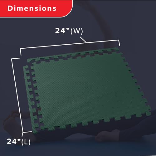 We Sell Mats 1/2 Inch Thickness Multipurpose EVA Foam Floor Tiles, Interlocking Floor Mat for Indoor Gym and Home Use, 24 in x 24 in, Hunter Green, 100 Square Feet (25 Tiles) - color: Hunter Green, style: 100 Square Feet (25 Tiles)