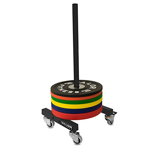 Valor Fitness Bumper Plate Storage Rack, Olympic Weight Plate Tree with Locking Wheels, 500 lb Capacity, 2 Inch Plate Holder for Home Gym, Garage Gym, and Commercial Fitness Use