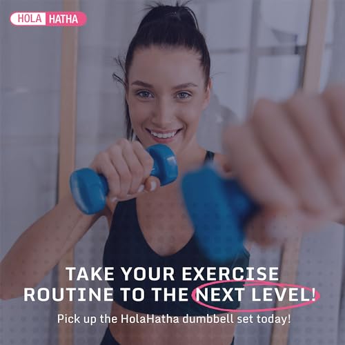 HolaHatha 1, 2 and 3 lb Neoprene Dumbbell Strength Training Weight Set with Rack - color: Blue/Red, size: 20 LB
