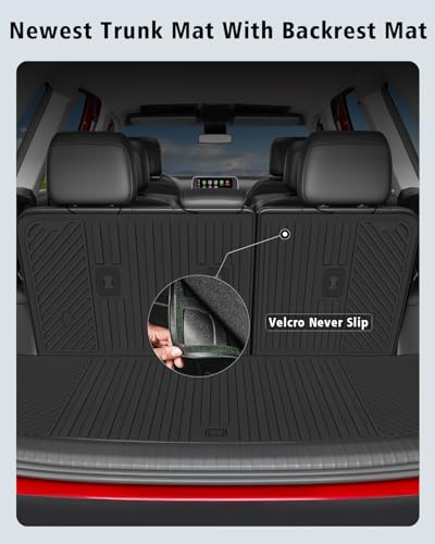 Floor Mats Custom for Kia Telluride 2027 Gas Only (Not for Hybrid) 7&8 Seater Trunk Mat with Backrest Mat All Weather TPE Full Set Liners Cargo Protector for Telluride 2027 Fuel Accessories, Black - size: For Kia Telluride 2027 Gas