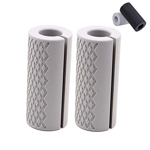 Barbell Grips - Thick Dumbbell Grips Arm Blaster Adapter with High-Density Silicone Rubber, Bar Grips for Weightlifting Muscle Growth Rapidly and Hands Stress Relieve - color: Gray