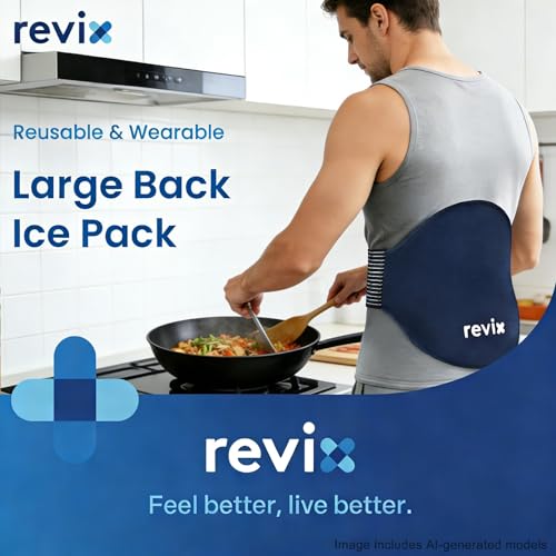REVIX Extra Large Lower Back Ice Pack Wrap, 2 Pack Gel Wrap for Lumbar | Reusable Cold Gel for Sciatica & Waist Relief, 13.4 x 11 in, Hands-free Lumbar Wrap for Men & Women, Blue - color: Blue