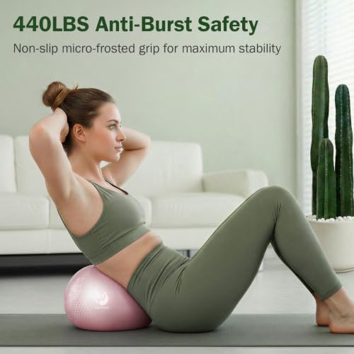 Slim Panda Pilates Ball, 9 Inch Small Exercise Ball, Anti Burst Mini Yoga Ball for Stability, Workout, Barre, Core Strength, Physical Therapy, Balance, Stretching - color: Light Pink