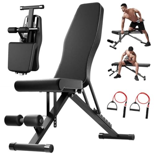 ALSO GO Adjustable Weight Bench, Workout Benches with Leg Extension, Foldable Incline Decline Bench Press, Roman Chair, Full Body Strength Training Equipment for Home Gym - color: Black