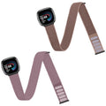 Nylon Sport Ankle/Arm Band Compatible with Fitbit Versa 4/Fitbit Versa 3 /Fitbit Sense 2/Fitbit Sense Bands,Elastic Nylon Braided Arm Strap Replacement Ankle band for Women Men - color: Smokey Purple/Flesh Pink