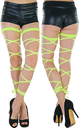 ToBeInStyle Women's Leg Wraps Ravewear Dancewear Elastic Straps Party Garter Music Festivals Costume Accessory Thigh High - color: Elastic Garter Wrap - Neon Green, size: One Size