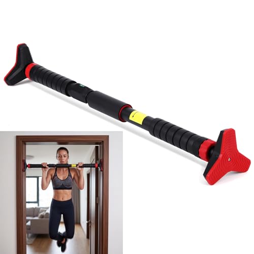 27-42 Inch Tension Pull Up Bar for Doorway with Level Meter, 27-42 Inch Adjustable Width Door Frame Pull Up Bar, Heavy Duty 440 LBS Home Gym Strength Training, No Screw or Drilling Installation