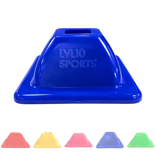 LVL10 Pro Training Cones - 2" Mini Soccer Cones for Sports Training - for Basketball, Football, Basketball and Agility Drills - Soccer Field Markers That Won't Crack, Slide or Fly - color: Blue, style: 12 Pack