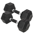 Yes4All Chrome/Rubber Grip Encased Hex Dumbbells – Hand Weights With Anti-Slip 10-30 LBS Pair - color: E. 25lbs - Pair, style: Rubber Grip