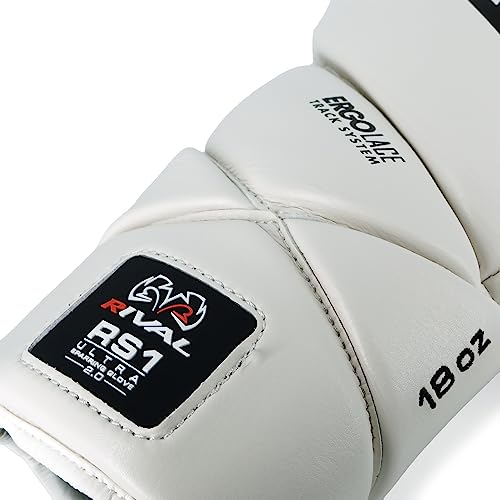 RIVAL Boxing RS1 2.0 Ultra Pro Sparring Gloves, Lace-up Closure - Super-Resistant Microfiber, Soft Inner Lining, and High-Density Padding - color: White, size: 18 oz.