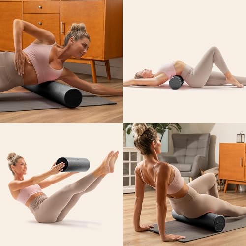 Sunny Health & Fitness 18" Black High-Density Yoga Foam Roller | Muscle Relief, Physical Therapy, Post-Workout Recovery, Improved Flexibility, Home, Gym, Rehab Use, Full-Body Use - color: Black, size: 18-Inch