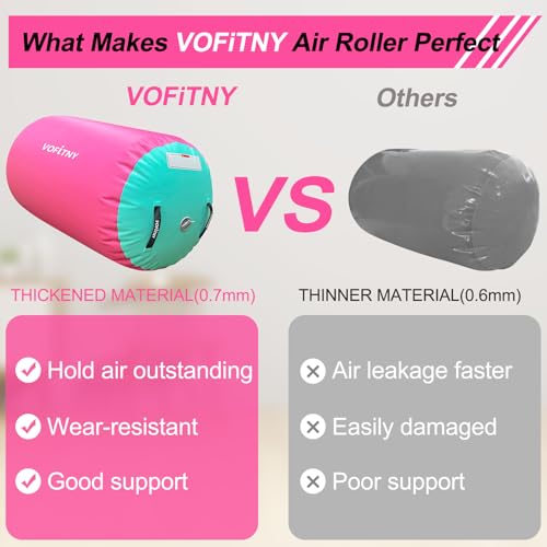 VOFiTNY Gymnastics Tumbling Equipment Air Barrel Inflatable Octagon Tumbler Roller Back-bend Trainer Cheerleading Without Pump - color: Pink/Mint nopump, size: 3.3'L x 2.3'D