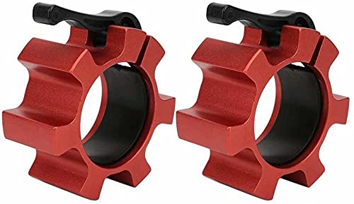 Metal Olympic Barbell Clamps 2inch Heavy Duty Exercise Collars,Weight Clips for 2" Barbell,Quick Release Weight Clamps for Weightlifting, Olympic Lifts Strength Fitness Training 1 Pair - color: Red