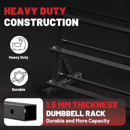 PAPABABE Dumbbell Set with Rack Dumbbells Rubber Encased Home Gym | PAPABABE Complete & Durable Cast Iron Core Odorless PVC Antiroll Hex Shape Ergonomic Chrome Handle Versatile Home Gym - size: 540LB with 3-Tier Weight Rack