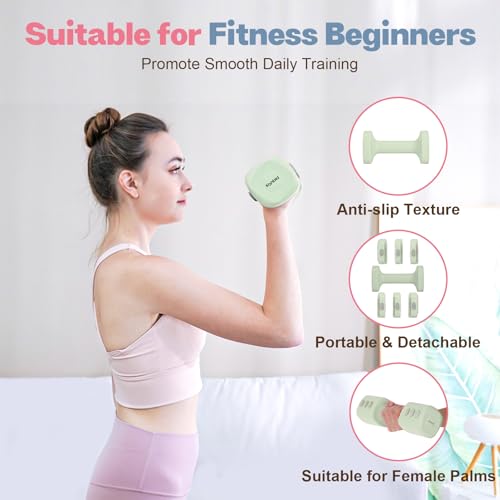 kisnbld Adjustable Dumbbell Set, 2-in-1 Dumbbells & Kettlebell,Hand Weights | 2.2-5.5lb Each Free Weights for Women Beginners with Fast Adjustment,Weights Set for Home Gym & Outdoor Exercise Training - color: Green