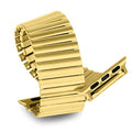 Stainless Steel Stretchable Band Compatible with Apple Watch Series 6/5/4/3/2/1 SE, 41mm/45mm/42mm/38mm/40mm/44mm, Expansion Clasp, Black, 38mm/40mm/42mm/44mm - color: Gold, size: 42MM/44MM/45MM S/M