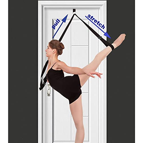 tchrules Door Leg Stretcher, Door Flexibility & Stretching Leg Strap - Great for Ballet Cheer Dance Gymnastics or Any Sport Leg Stretcher Door Flexibility Trainer Premium Stretching Equipment - color: black