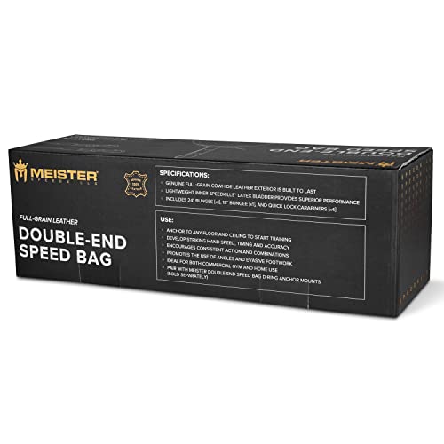 Meister SpeedKills Double-End Leather Speed Bag w/Bungees & Lightweight Latex Bladder - style: Medium (7.0")