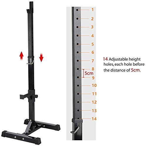 Yaheetech Adjustable Squat Rack Pair, Barbell Bench Press Stands, Home Gym | Sturdy steel stands support up to 550 lb, adjust in height with safety spotter arms, and save space in your home gym setup.