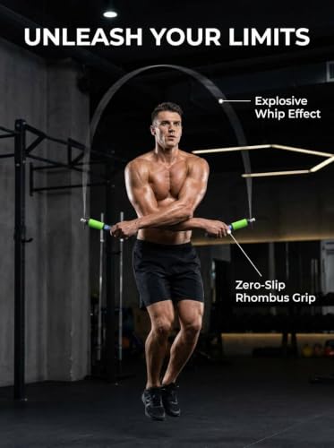 YUEDONG Speed Jump Rope for Fitness Training, Adjustable Steel Cable Skipping Rope, Non-Slip Grip Handles