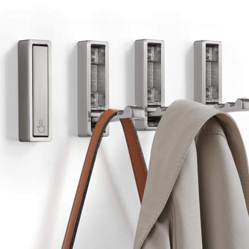 Folding Wall Hook, 2Pcs Foldable Coat Hooks Mounted, Heavy Duty Zinc Alloy No Rust Fold Up Hooks for Hanging Coat, Towel, Key, Hat, Bag, Jacket, Backpack (Brushed Nickel) - color: Brushed Nickel, size: 2