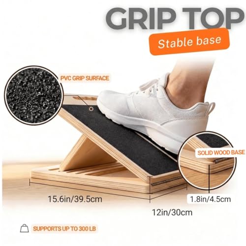 Slant Board for Adults with Adjustable Angle – Balance Boards for Adults for Stretching, Squats & Rehab – Slantboard for Calf, Ankle - Portable Velour Board for Squats, & Lower Body Training