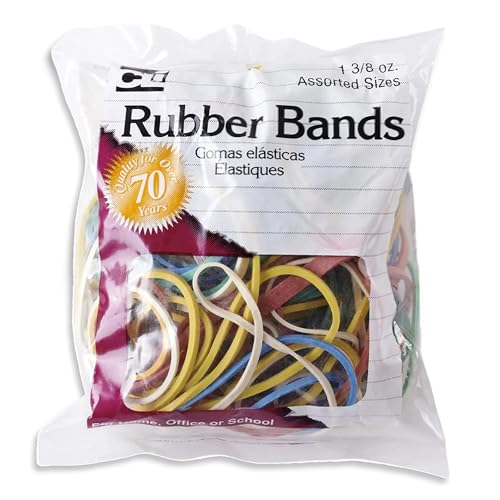 Charles Leonard Rubber Bands, 1 3/8 Ounce Bags, Assorted Sizes/Colors (56385) - color: Multicolor, size: ASSORTED 1 PACK