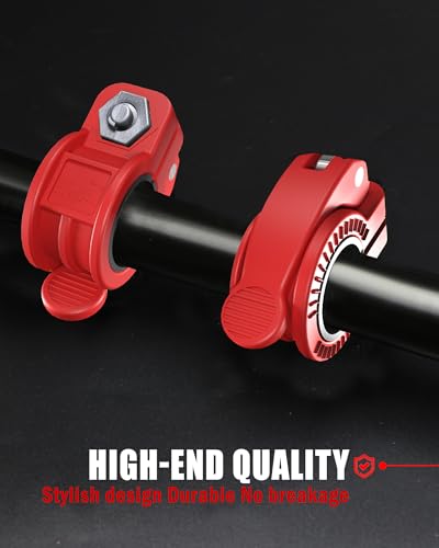 Mini Barbell Clips 1 inch I Multi-Size Adjustable Barbell Collar I 1 inch Barbell ClampsIQuick Release Weight Clips Pair of Locking for Dumbbell Bar - color: RED