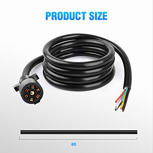 Nilight 50049R 7Way 8 Feet Heavy Duty 7 Way Plug Inline Trailer Cord for Truck Camper Blade Molded RV Cable Wire Weatherproof & Corrosion Resistant-8FT,2 Years Warranty - color: RV Standard Trailer Cord 8FTw/Plug