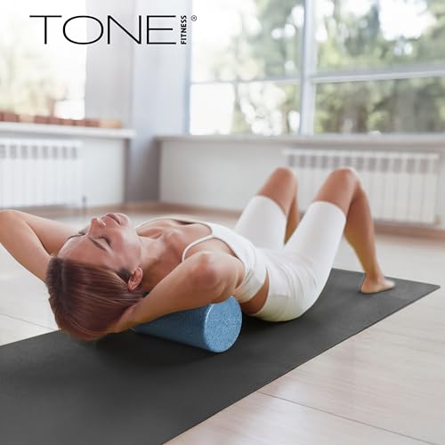 Tone Fitness High Density EPP Foam Exercise Foam Roller for Yoga, Pilates, Stretching, Massage, and Recovery | Multiple Sizes and Colors - color: Black, size: 12 Inch