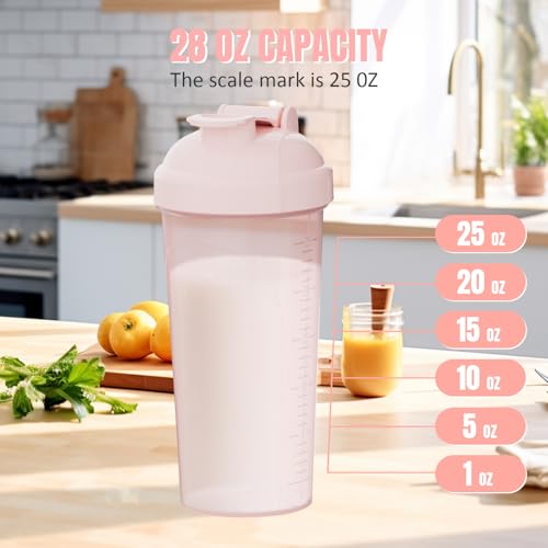 2 Pack 28oz Protein Shaker Bottles, Leakproof BPA Free Gym Mix Cups - color: Red+Pink