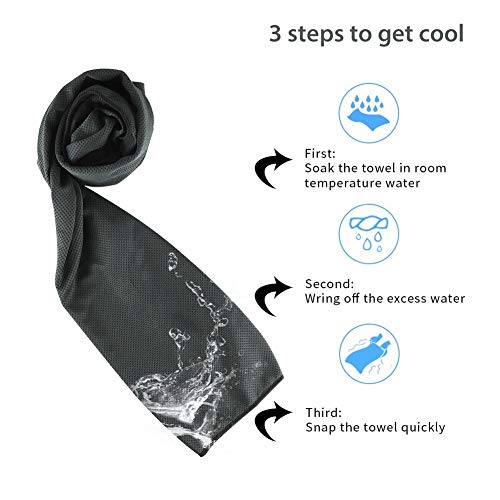 Sports Towel for Instant Cooling Relief Microfiber Towels for Golf Workout Swimming Gym Yoga Travel Camping Fitness 40"x12" Sweat Towel (Black 2 Pack) - color: Black 2 Pack