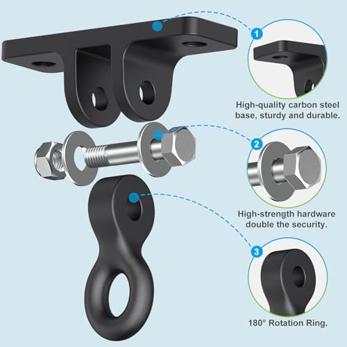 Dolibest Heavy Duty Swing Hangers, Porch Swing Hanging Kit, One-Piece Design Base Swing Hook, Swing Set Hardware for Playground, Porch, Wooden Sets, Indoor & Outdoor Use, 180° Rotation (2Pack) - color: Black2-2PCS