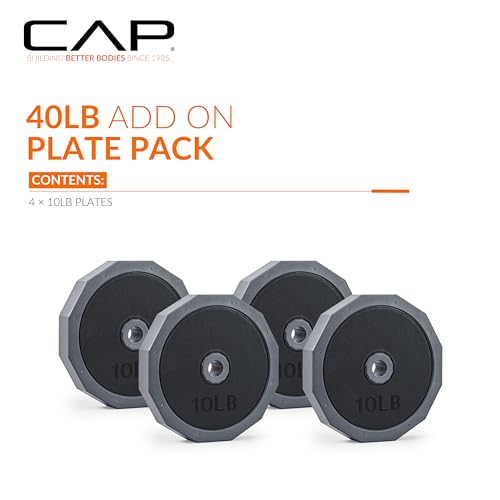 CAP Adjustable Weight Set, Multi-Use Adjustable Dumbbell Set for Home Gym Strength Training, Quick Change Free Weights System, Compact Workout Equipment, Multiple Weight Options - size: 40 lb Plate Pack Addon